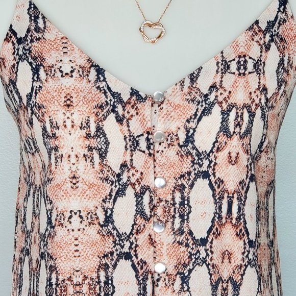 One Clothing Los Angeles Snakeskin Sleeveless Button Front Dress Size S - Picture 4 of 12